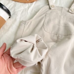 Toddler Simple Plaid Corduroy Bib Pants