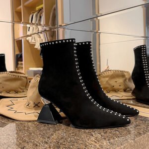 Womens Suede Pointed Toe High Heel Boots