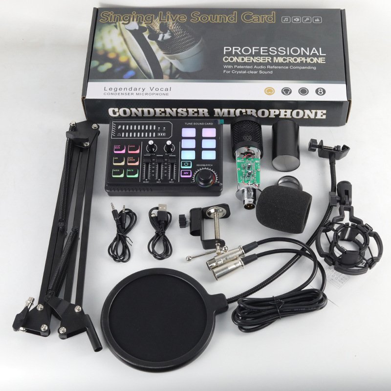 48v Large Shock Film English Sound Card Mobile Live Streaming Anchor Full Set Of Equipment - Image 6