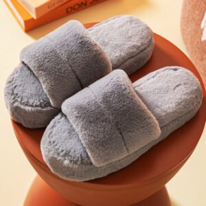 Indoor Lazy Flat-bottomed Plush Flip-flop Home Cotton Slippers