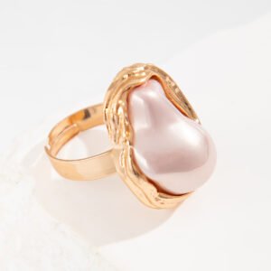 1PC Vacation Style Starfish & Seashell Ring - Irregular Pearl Ring, Minimalist & Elegant, INS-Inspired