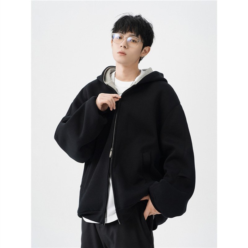 Double Zipper Hooded Sweater Men's Casual Jacket - Image 2