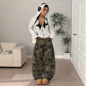 Printed Hooded Stylish Zip-up Cardigan Comfortable Commuting Sweatshirt Jacket