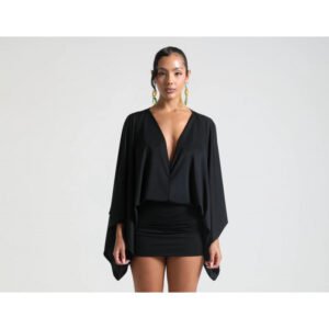 Women's Solid Color And Vneck Stitching Casual Ultra Short Allmatching Dress