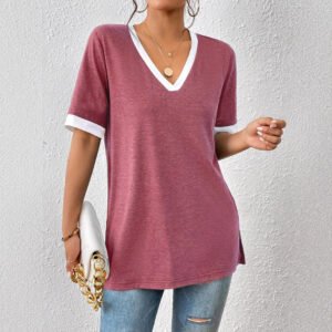Women's Color Matching Short-sleeved Top