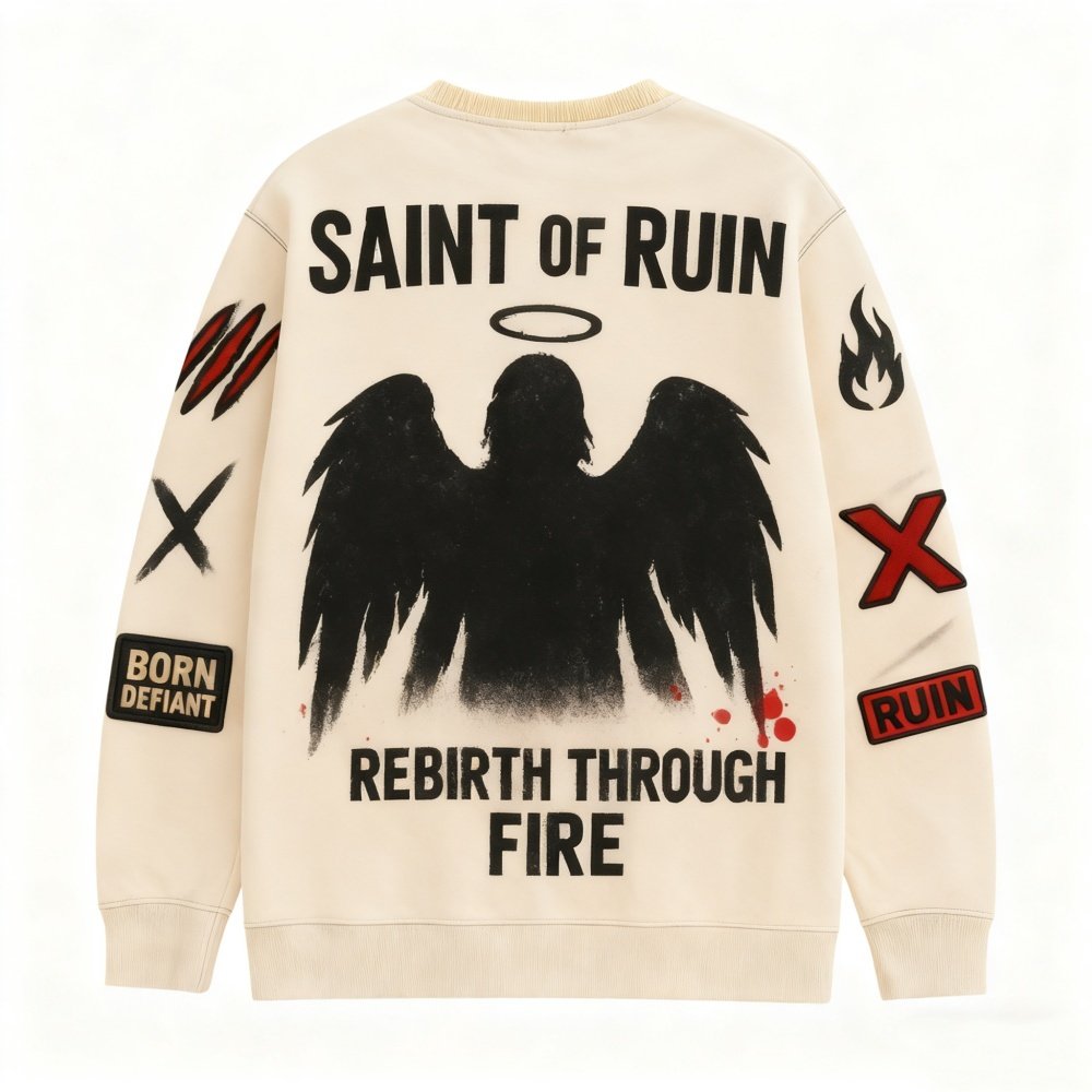 Mens Oversized, Loose-fit Pullover Sweatshirt With Long Sleeves - Image 4