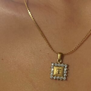 Personalized 18k Gold plated Fully Diamond encrusted Letter Pendant With A Variety Of Chain Options