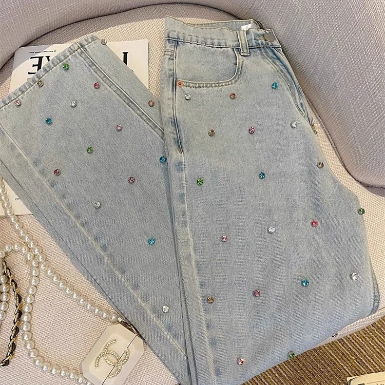 American Retro High-end Fashionable Chic Loose Light Color Mop Trousers