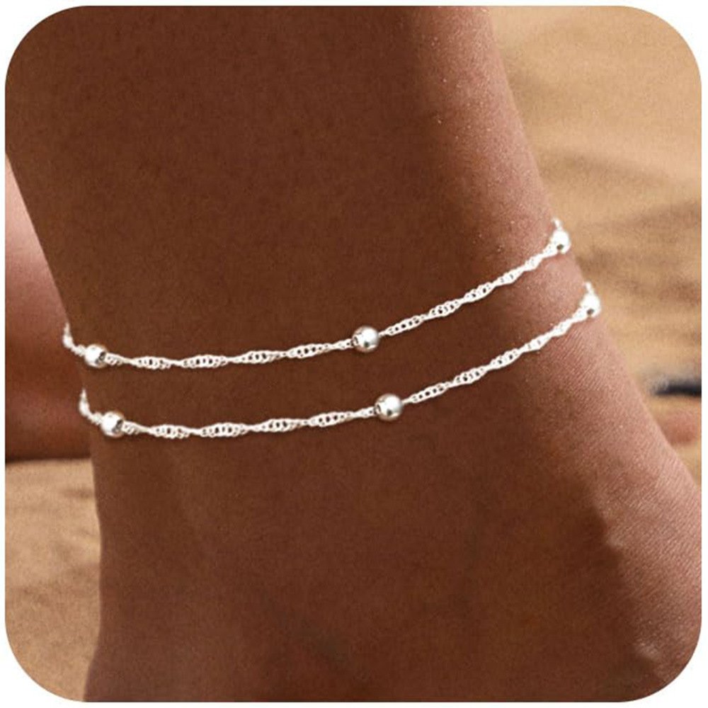 Personalized Trend Design Popular Heart-shaped Satellite Adjustable Anklet Suit - Image 8
