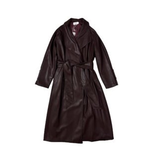 Lapel Mid-length Leather Coat Women