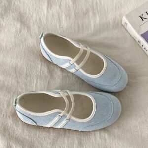 Double Drawstring Retro Round Toe Flat Bottom Shallow Mouth Casual Shoes