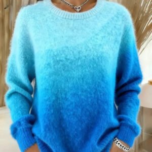 Printed Flannel Christmas Women's Crew Neck Sweater