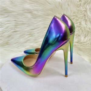 New Colorful Sheepskin High Heels Women's 12CM Pointed Stiletto Heel
