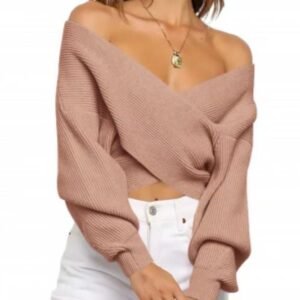 British Style Loose Long Sleeve Polyester Knitted Sweater Striped