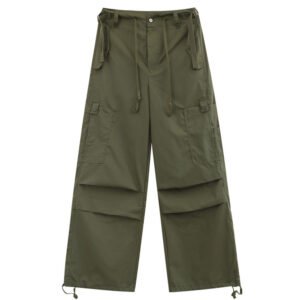 High Street Solid Color Pleated Design Pocket Overalls