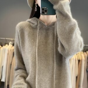 Stylish Womens Knitted Pullover With A Hood