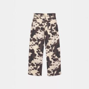 Womens Retro Washed Denim Jeans With Cow Print