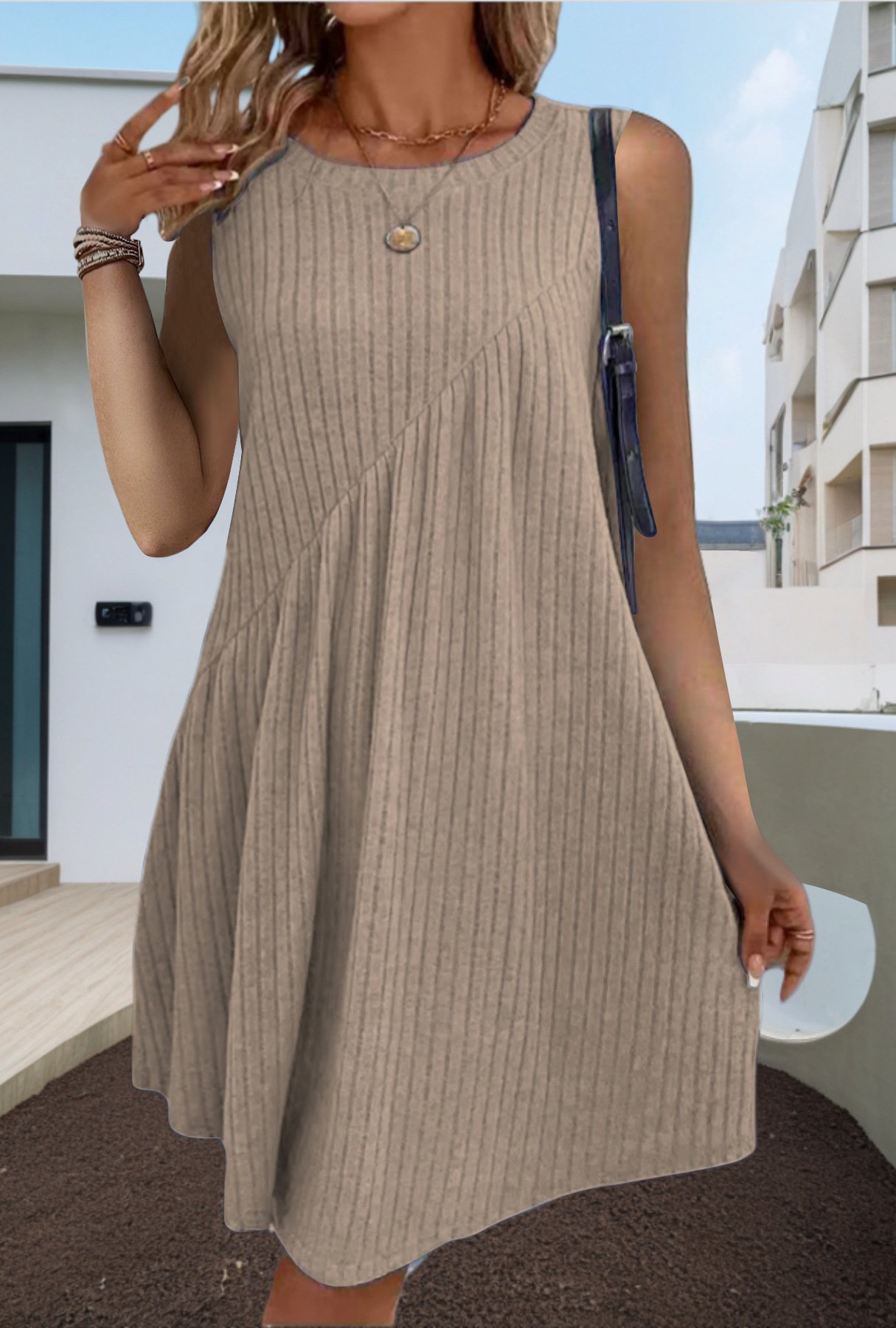 Irregularly Brushed Solid-Color Sleeveless Jumpsuit For Women - Image 9