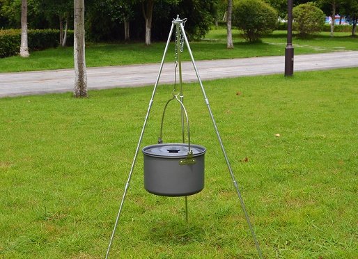 Compatible with Apple, Camping outdoor campfire tripod hanging pot picnic fire bracket aluminum alloy tripod camping supplies - Image 9