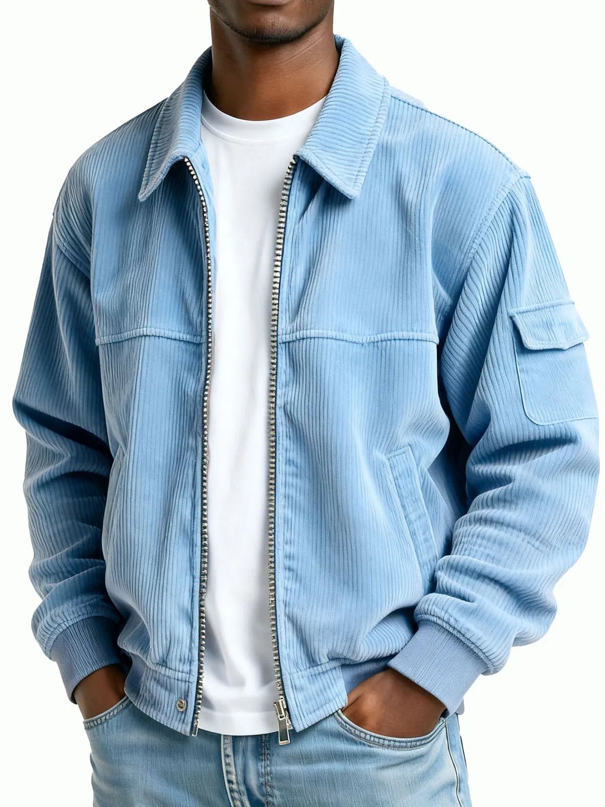 New Men's Retro Corduroy Fashion Casual Long Sleeve Pocket Jacket Men - Image 9