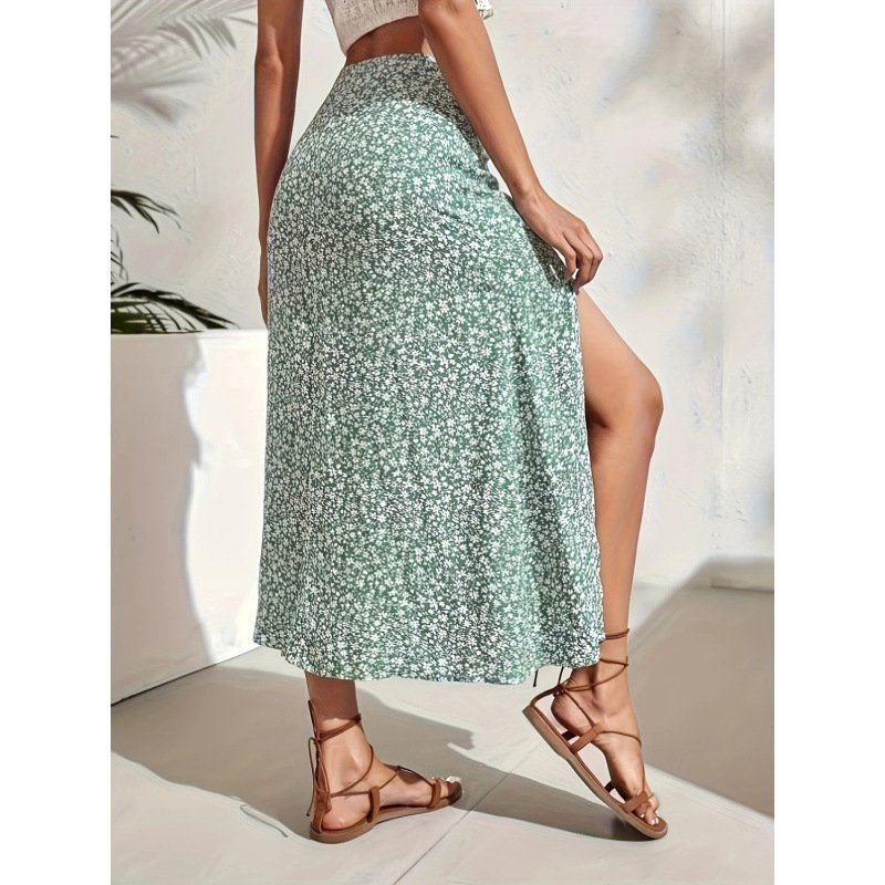 Floral Split New Chinese Style Skirt Fairy Dress For Women - Image 5