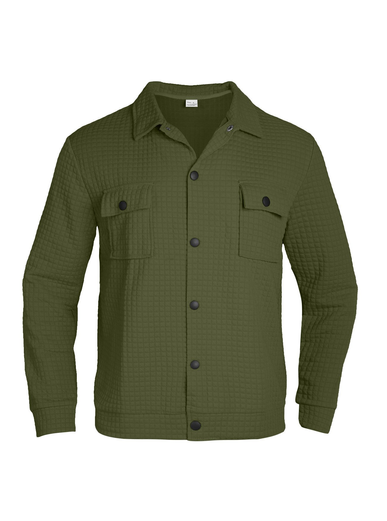 Casual Jacquard Checkered Loose Knit Work Shirt For Men - Image 6