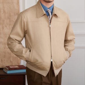 Suede Bomber Jacket Men's Casual Turn-down Collar Coat