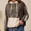 Women's Loose Retro Leopard Print Hooded Sweatshirt