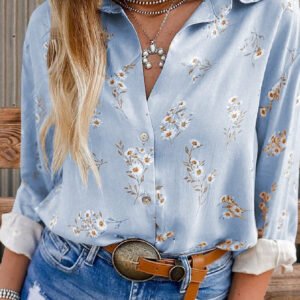 Women's Fashionable Simple Printed Long-sleeved Shirt