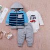 Children's Suit Autumn Baby Letter Printing Zipper Three-piece Set Newborn Clothing