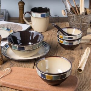 Underglaze Blue Checkered Tableware Set