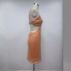 Sequin Backless Cutout Strap Bodycon Dress