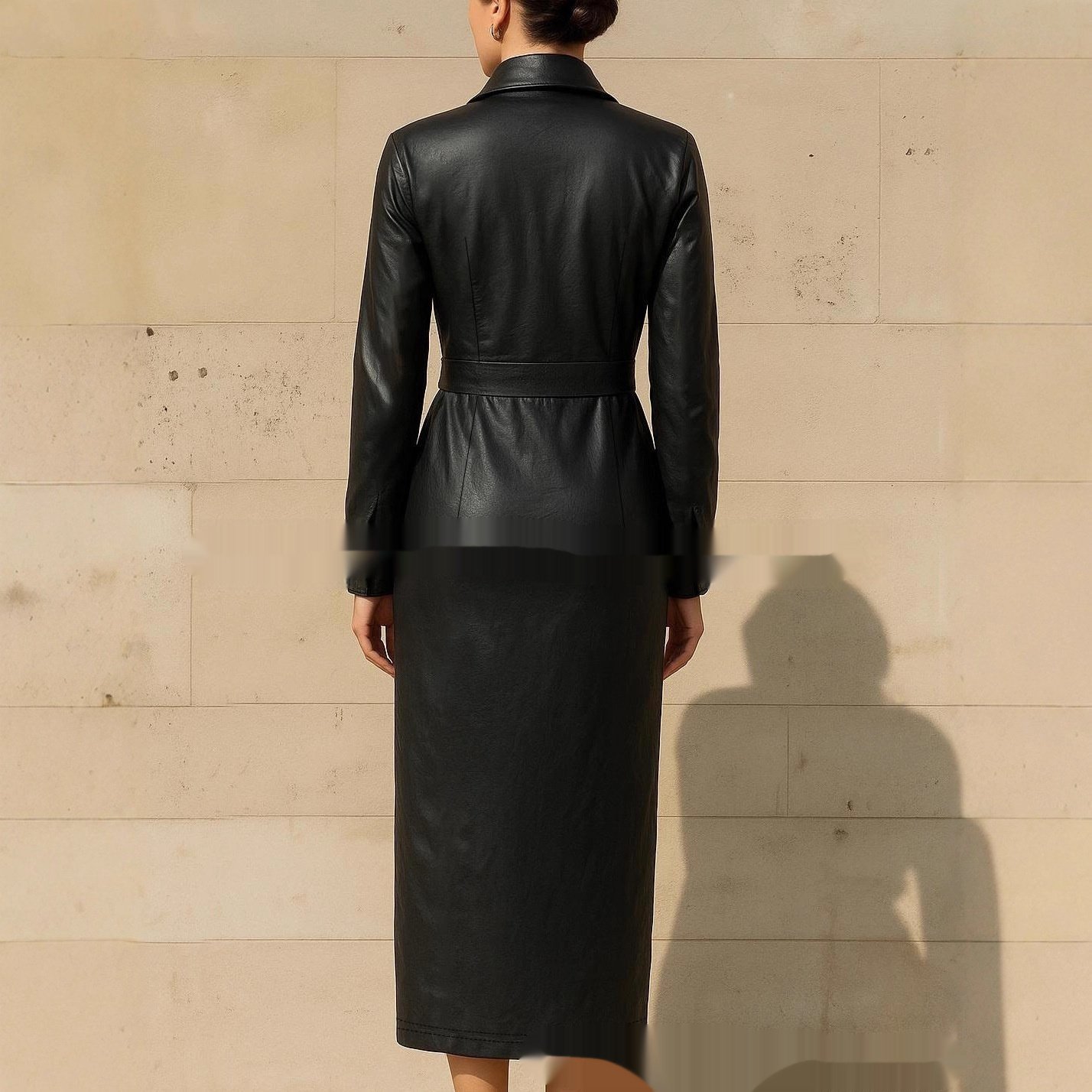 Women's Stylish Elegant Waist-cinching Figure-hugging Single-breasted High-quality Long Dress - Image 3