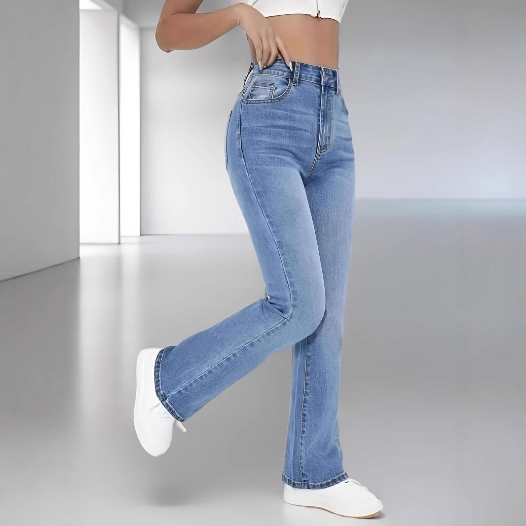 European And American Style Women Skinny Light Blue Jeans For Women Slim-fit Figure Flattering Pants Trendy - Image 2