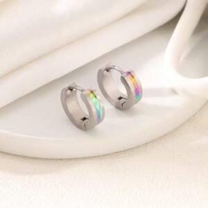 Colorful Circle Simple Stainless Steel Earrings