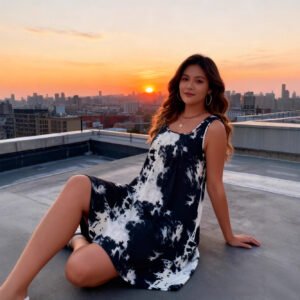 Simple, Relaxed-fit Dress With An Ink-wash Print And A Tank Top Design