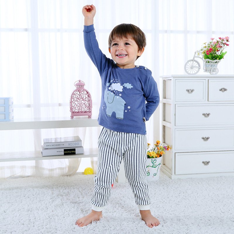 Children's Home Wear Long Sleeve Baby Thermal Pajamas Baby Underwear Set Kids - Image 2
