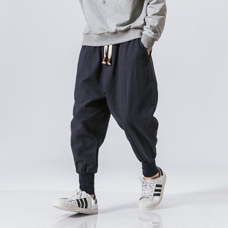 Chinese Style Harem Pants Men Streetwear Casual Joggers Mens Pants Cotton Linen Sweatpants Ankle-length Men Trousers M-5XL - Image 3