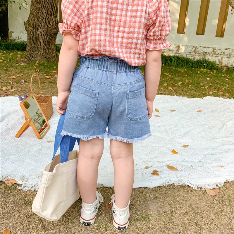 Girls High Waist Flower Bud Korean Summer Dress New Kids Denim Girl Hot Pants - Image 2