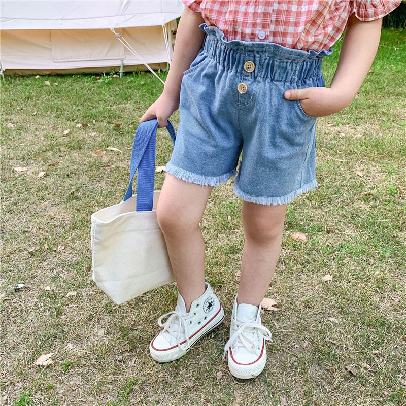 Girls High Waist Flower Bud Korean Summer Dress New Kids Denim Girl Hot Pants - Image 3
