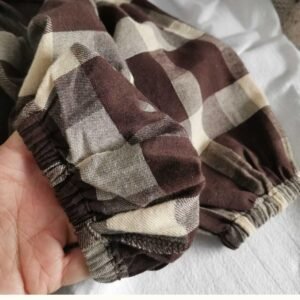 Children's Retro Plaid Loose Bloomers Cropped Trousers