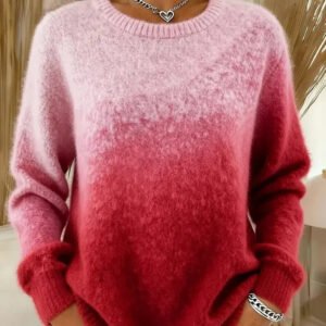 Printed Flannel Christmas Women's Crew Neck Sweater