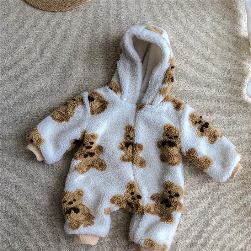Winter Men's And Women's Baby Onesies, Cotton-padded Clothes, Cute Bears Plus Velvet, Thick Warm Jacket, Long Climbing Clothes, Outing Clothes - Image 2