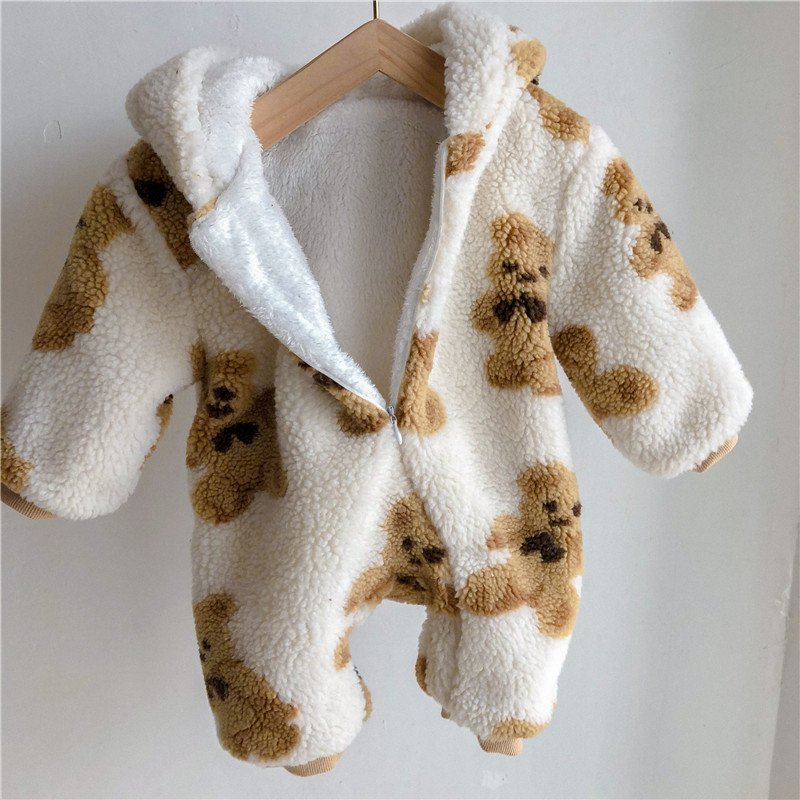 Winter Men's And Women's Baby Onesies, Cotton-padded Clothes, Cute Bears Plus Velvet, Thick Warm Jacket, Long Climbing Clothes, Outing Clothes - Image 3