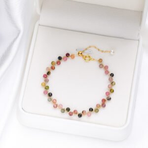 Natural Stone Colorful Cross-section Tourmaline Bracelet For Women Hand-woven Adjustable