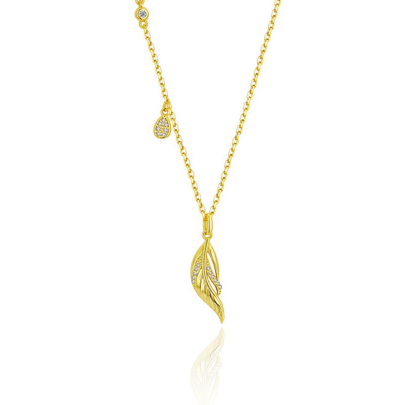 925 Sterling Silver Minimalist Feather Ginkgo Leaf Necklace With A Luxe Finish - Image 4