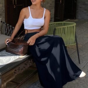 Leisure Multifunctional Solid Color A-line Long Skirt