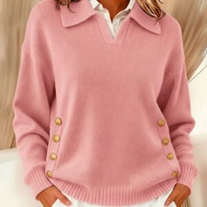Turn-down Collar Button-down Collar Pullover Women's Long Sleeve