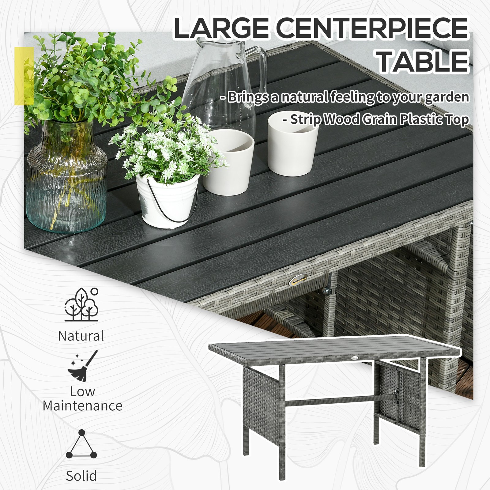 7 Piece Rattan Patio Furniture Set, Outdoor L-Shaped Sectional Sofa Conversation Set with Cushions, Storage, Dark Blue - Image 6