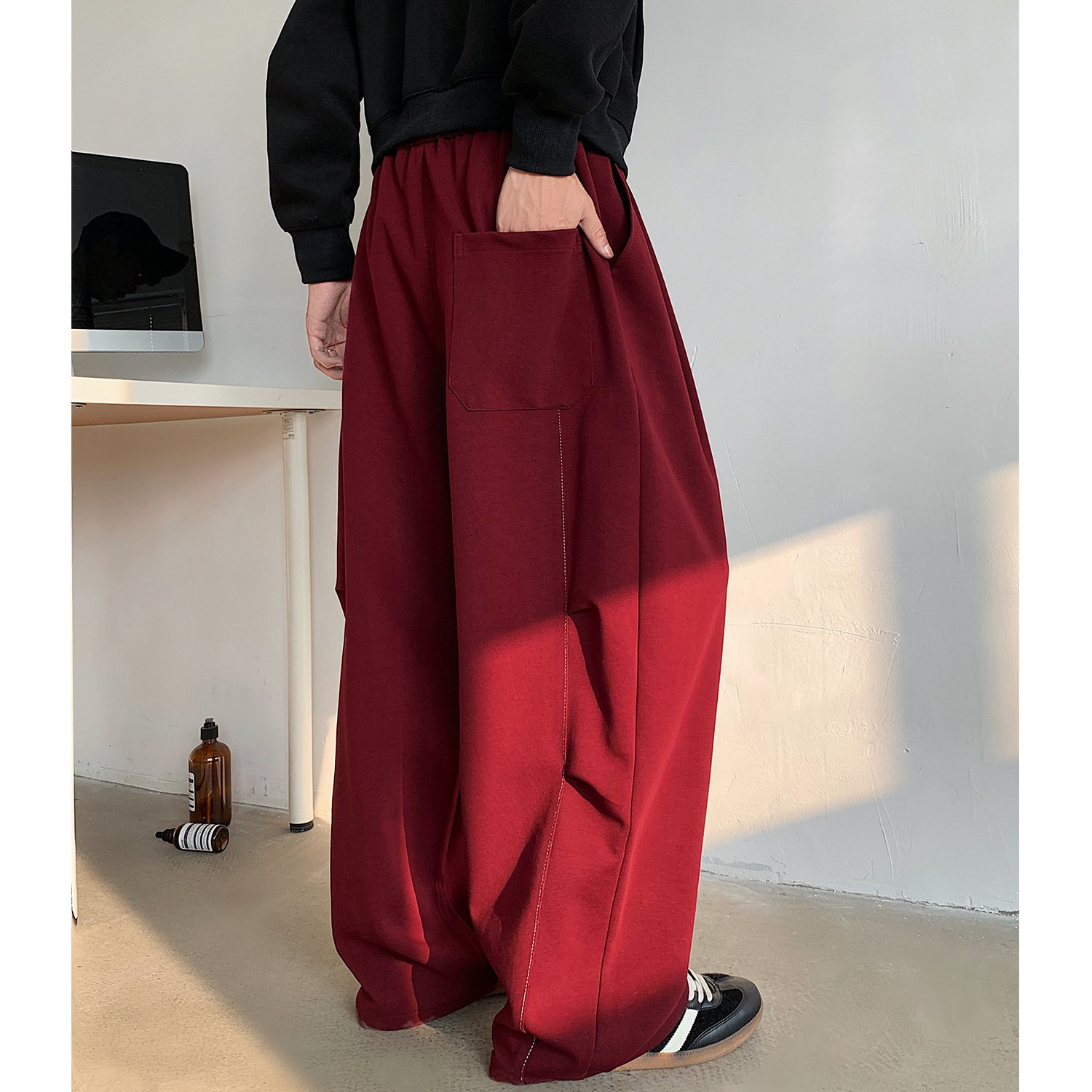 Plus Size Fleece-lined Heavy Loose Track Pants - Image 3